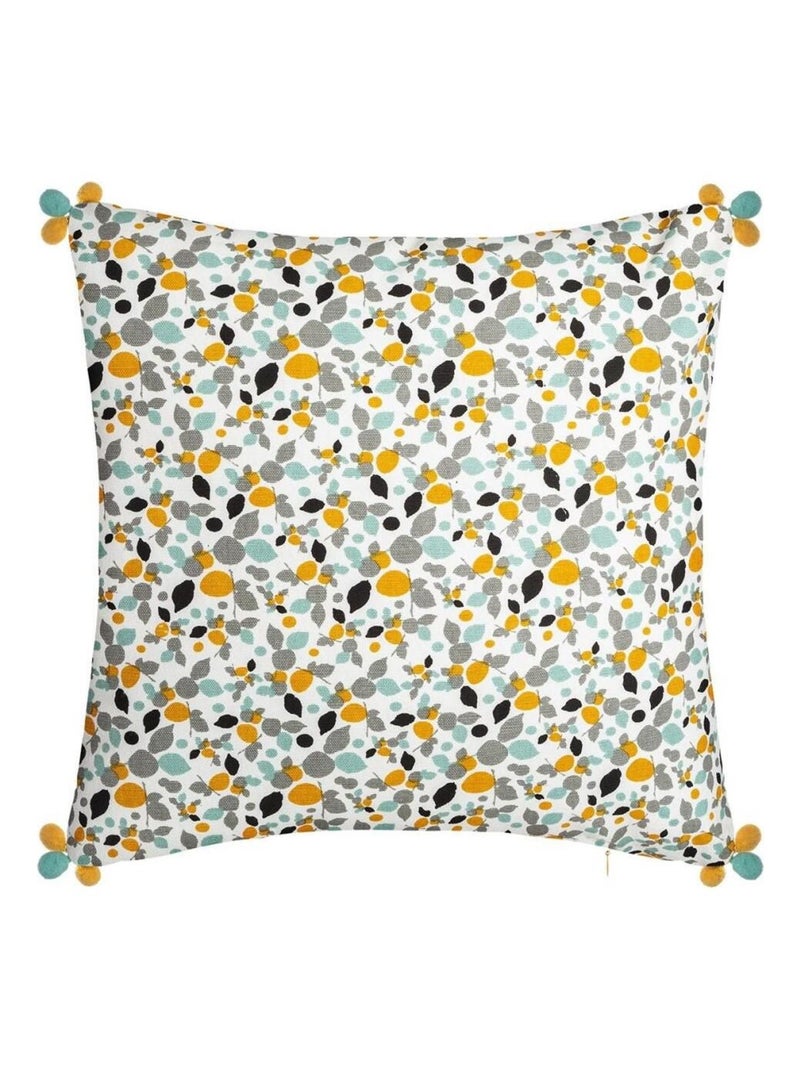 Housse de coussin Razzo 3 pompons 40x40 cm Jaune - Kiabi