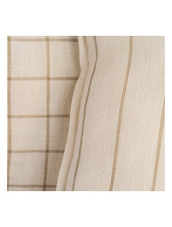 Housse de coussin recto-verso 100% coton rayures et carreaux LOURMARIN