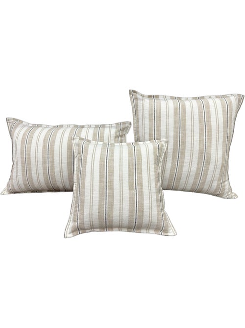 Housse de coussin  recto-verso 100% coton rayures tapissier LOURMARIN - Kiabi