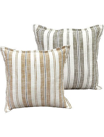 Housse de coussin recto-verso 100% coton rayures tapissier LOURMARIN