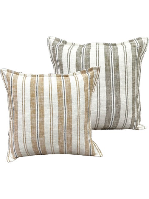 Housse de coussin recto-verso 100% coton rayures tapissier LOURMARIN - Kiabi Housse de coussin recto-verso 100% coton rayures tapissier LOURMARIN - Kiabi
