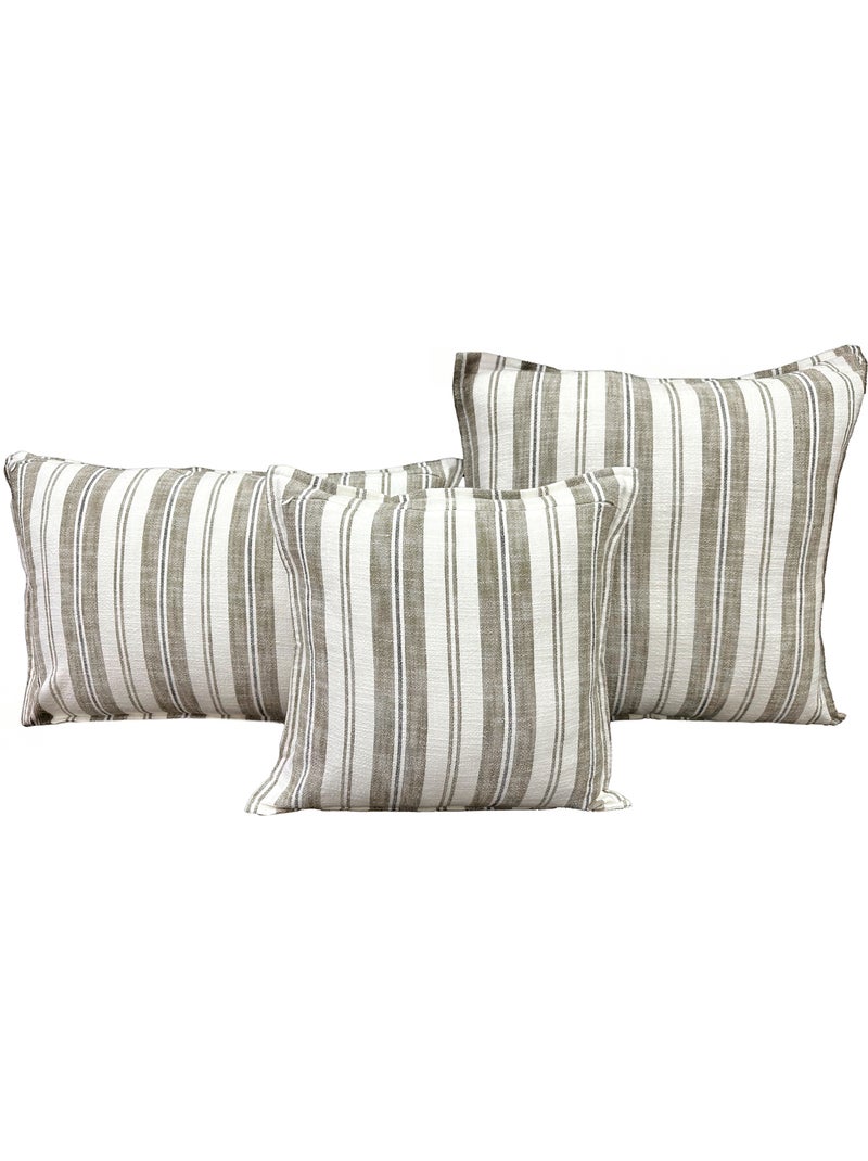 Housse de coussin  recto-verso 100% coton rayures tapissier LOURMARIN Jaune - Kiabi
