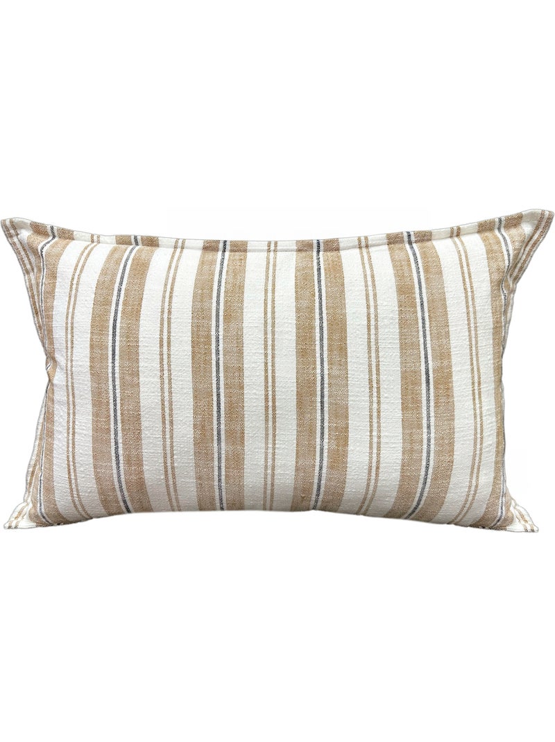 Housse de coussin  recto-verso 100% coton rayures tapissier LOURMARIN Jaune - Kiabi