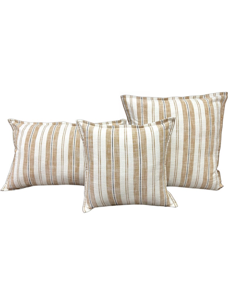 Housse de coussin  recto-verso 100% coton rayures tapissier lourmarin Jaune - Kiabi