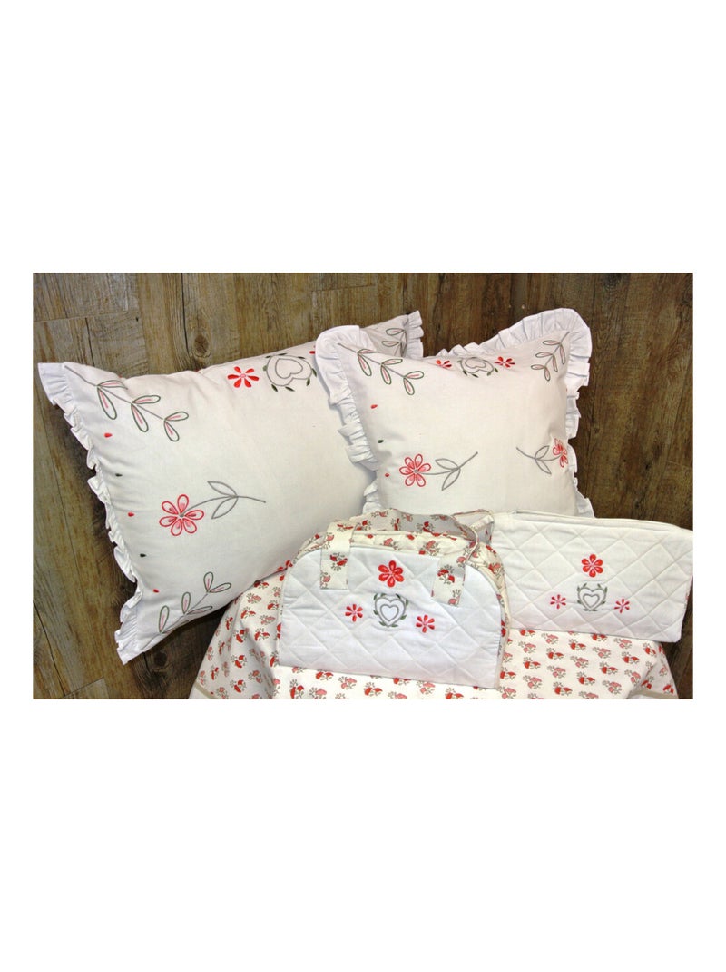 Housse de Coussin romantique brodé Blanc - Kiabi