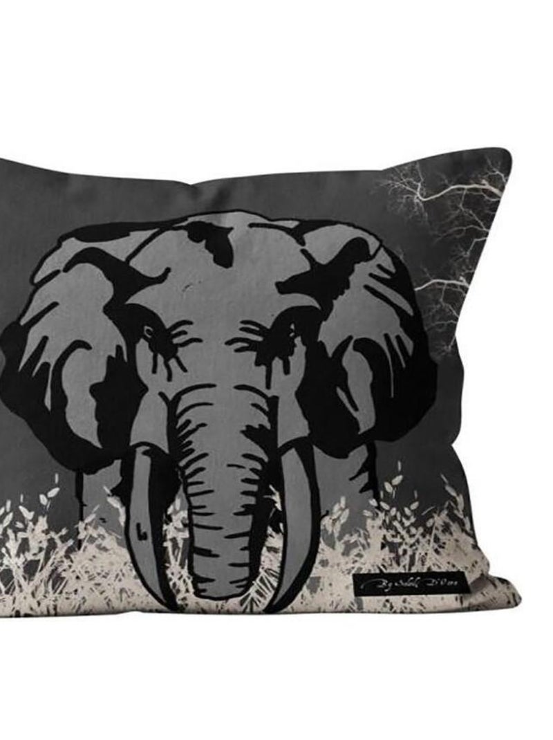 Housse de coussin Safari Éléphant 40x40 cm Gris - Kiabi