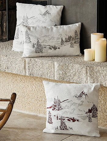 Housse de Coussin Sapins Enneigés