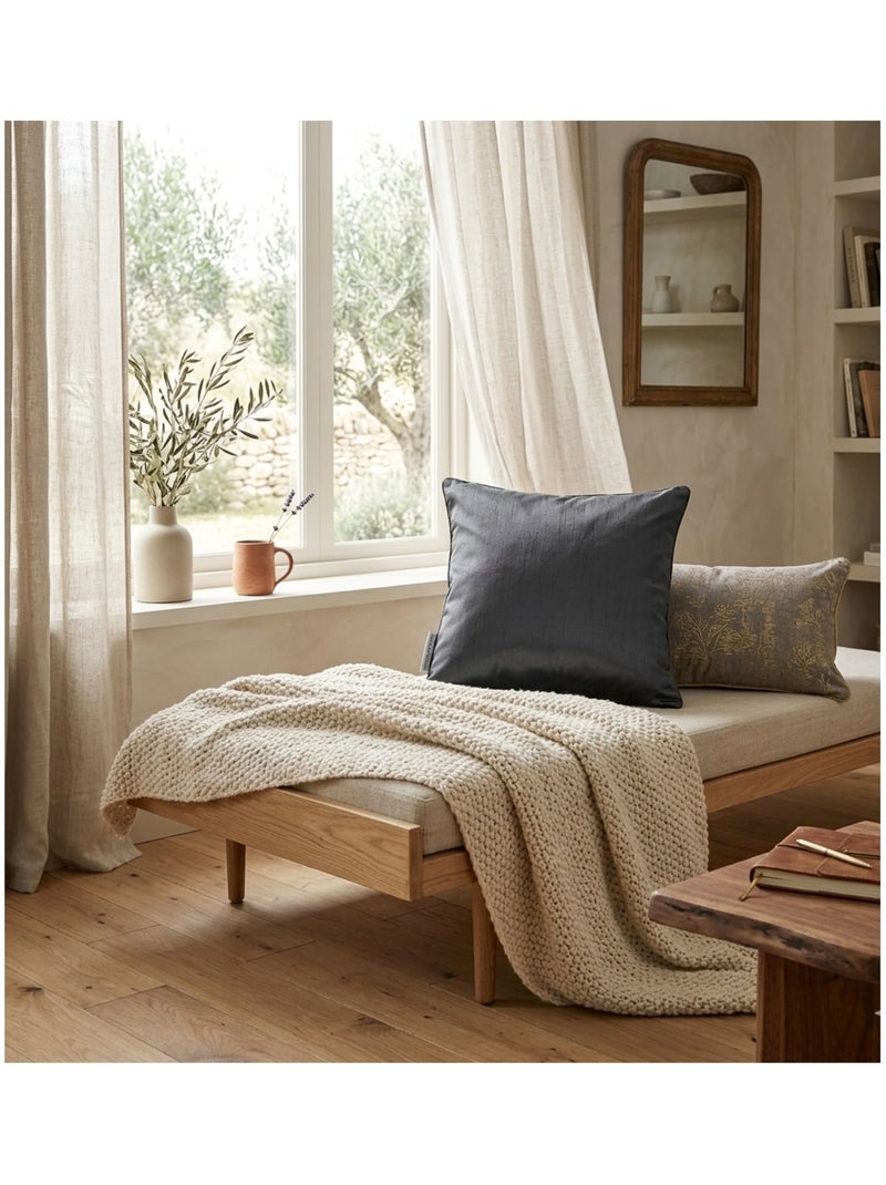 Housse de coussin Shantung Shana gris anthracite - Kiabi