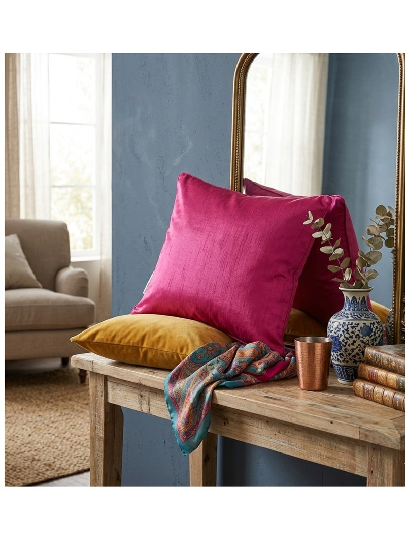 Housse de coussin Shantung Shana Rose fushia - Kiabi