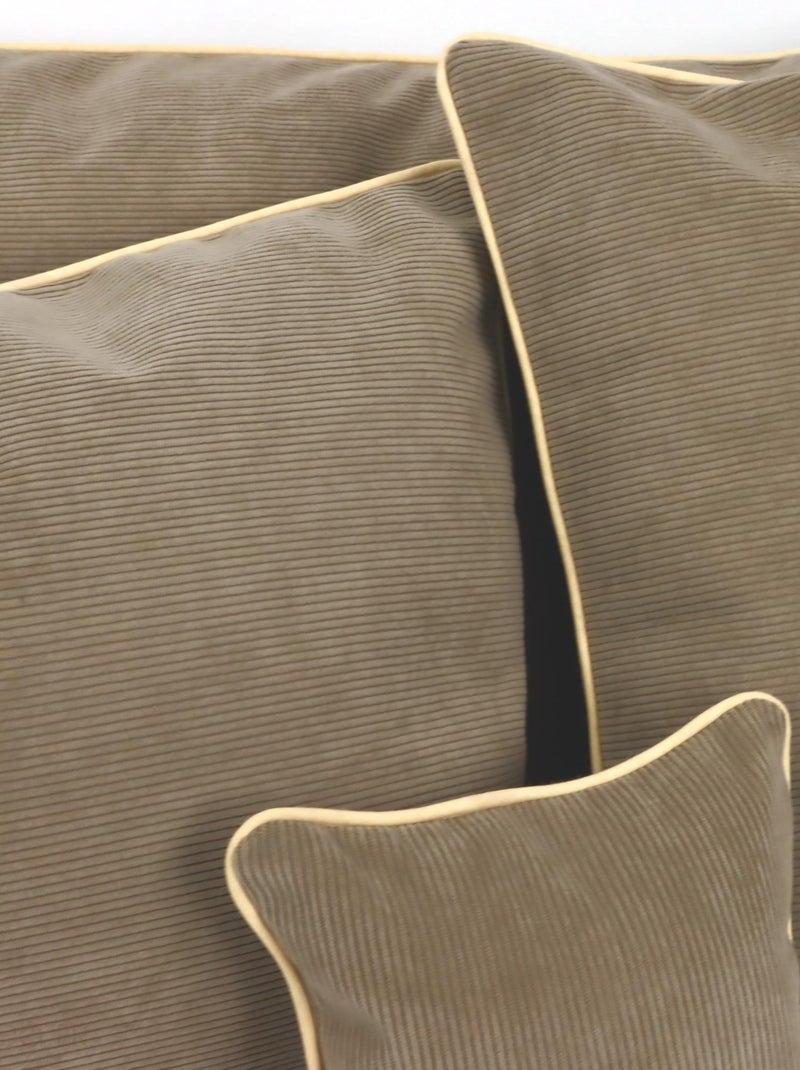 Housse de coussin STARSKY velours côtelé Carré Beige grès - Kiabi