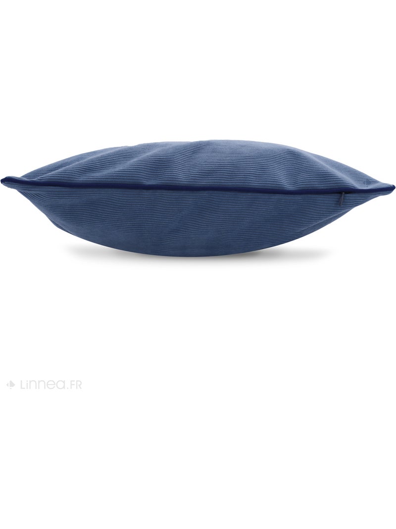 Housse de coussin STARSKY velours côtelé Carré Bleu azur - Kiabi