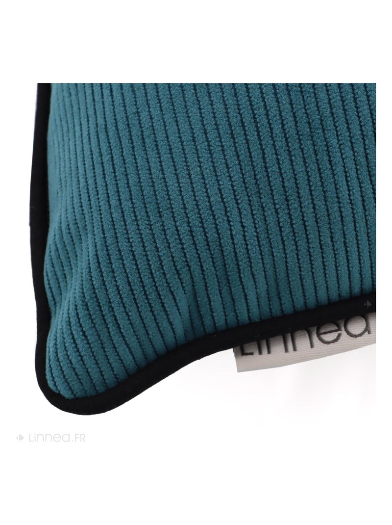 Housse de coussin STARSKY velours côtelé Carré Bleu canard - Kiabi