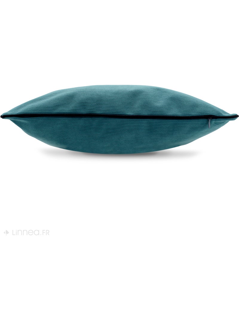 Housse de coussin STARSKY velours côtelé Carré Bleu canard - Kiabi