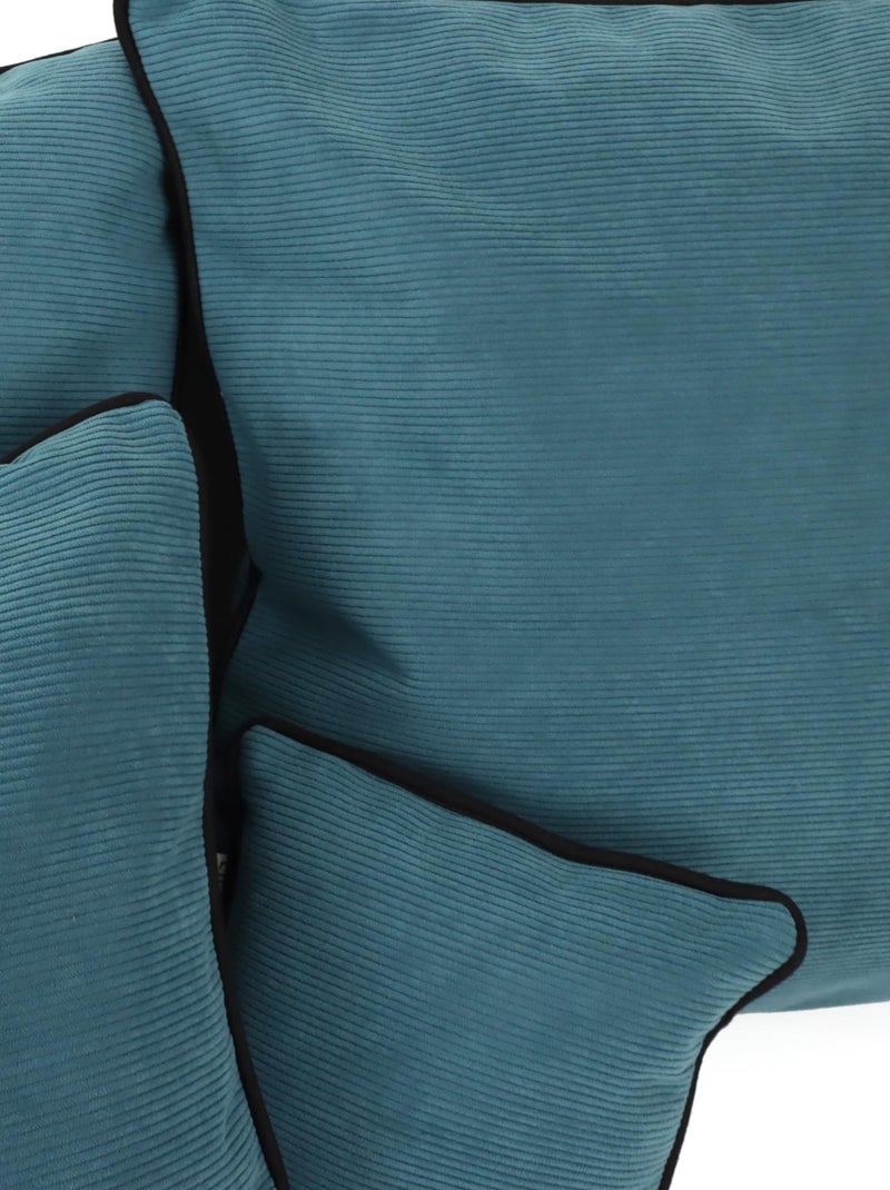 Housse de coussin STARSKY velours côtelé Carré Bleu canard - Kiabi