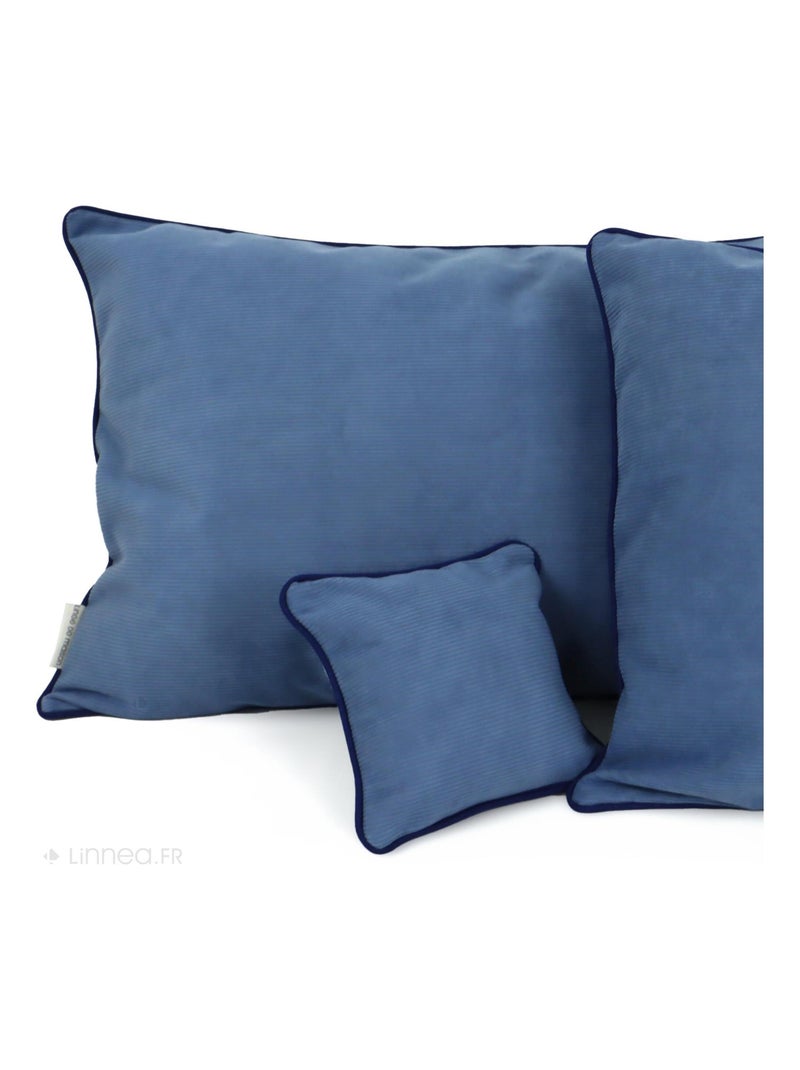 Housse de coussin STARSKY velours côtelé Rectangulaire Bleu azur - Kiabi