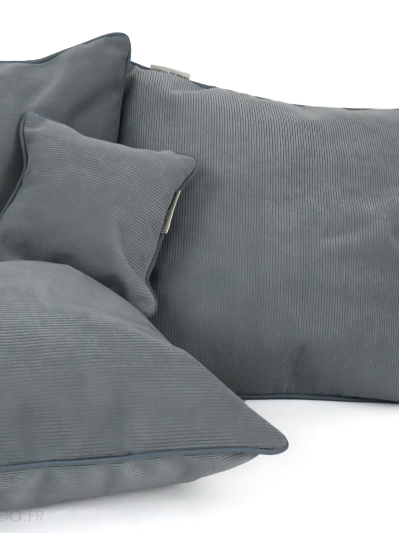 Housse de coussin STARSKY velours côtelé Rectangulaire Gris perle - Kiabi
