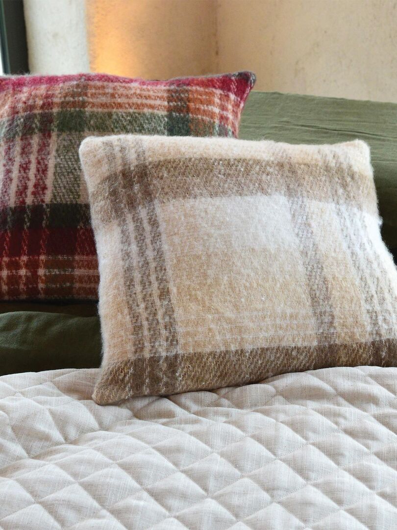 Housse de Coussin tartan Ecossais Beige - Kiabi