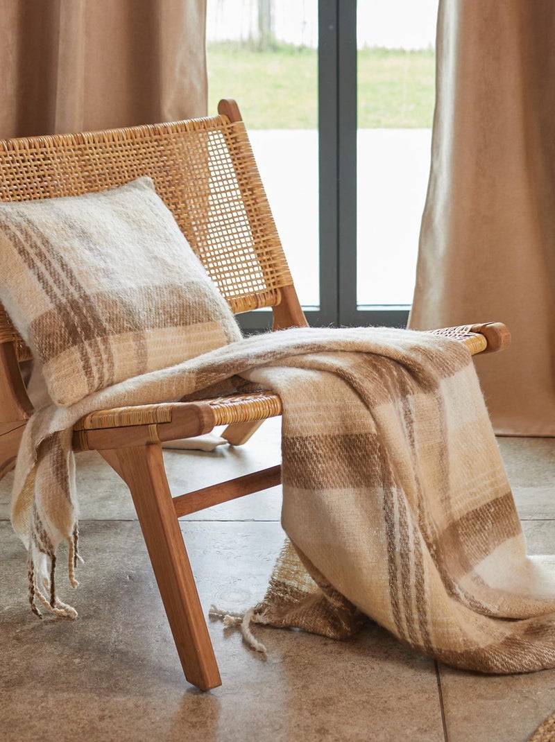 Housse de Coussin tartan Ecossais Beige - Kiabi