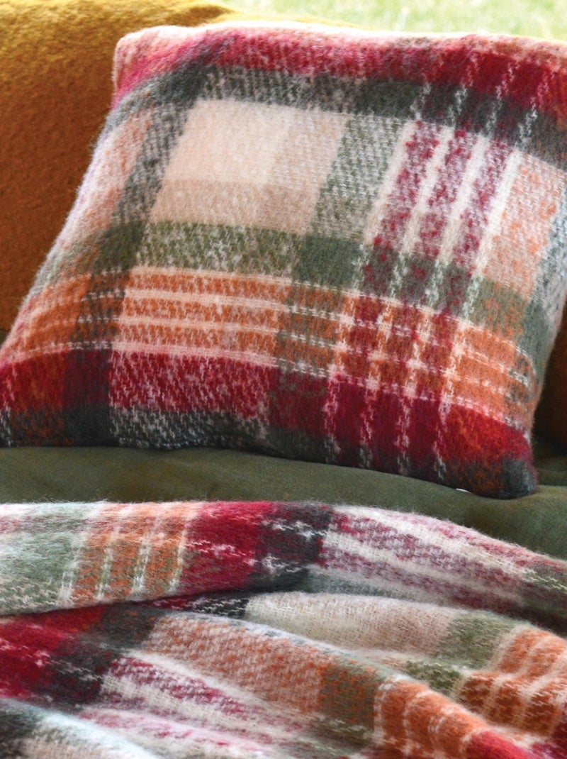 Housse de Coussin tartan Ecossais Bordeaux - Kiabi