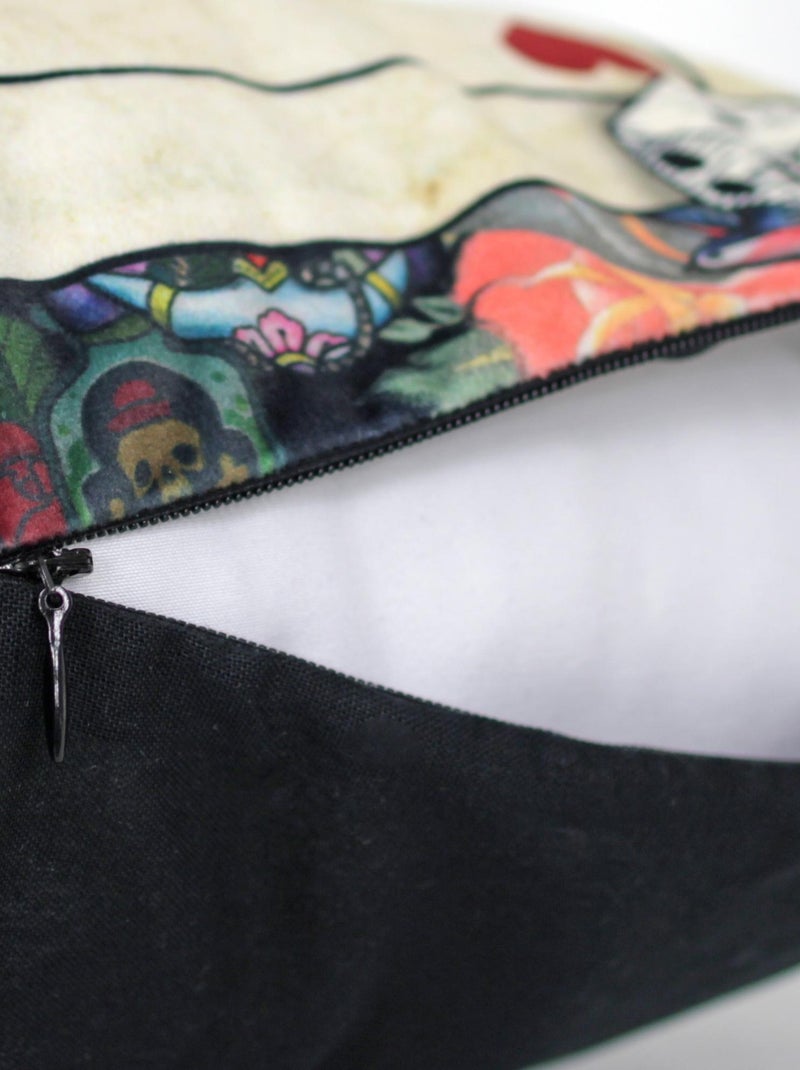 Housse de coussin TÊTE DE MORT Dame de coeur Multicolore - Kiabi