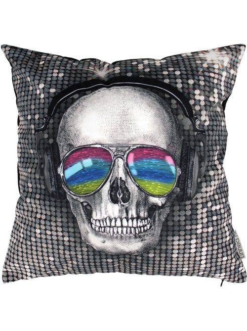 Housse de coussin TÊTE DE MORT DJ disco - Kiabi Housse de coussin TÊTE DE MORT DJ disco - Kiabi
