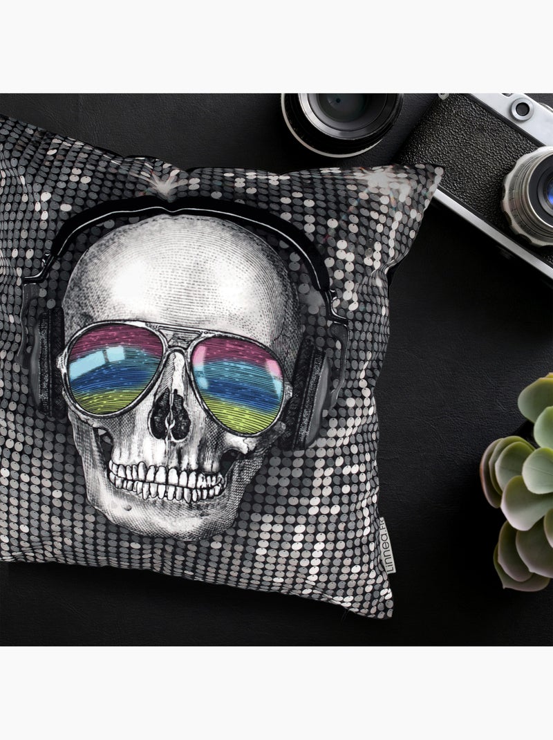 Housse de coussin TÊTE DE MORT DJ disco Multicolore - Kiabi