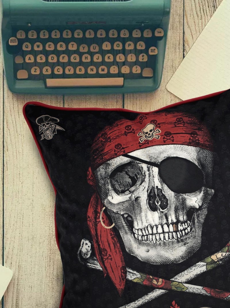 Housse de coussin TÊTE DE MORT Pirate corsair Multicolore - Kiabi