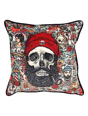 Housse de coussin TÊTE DE MORT Pirate Hipster