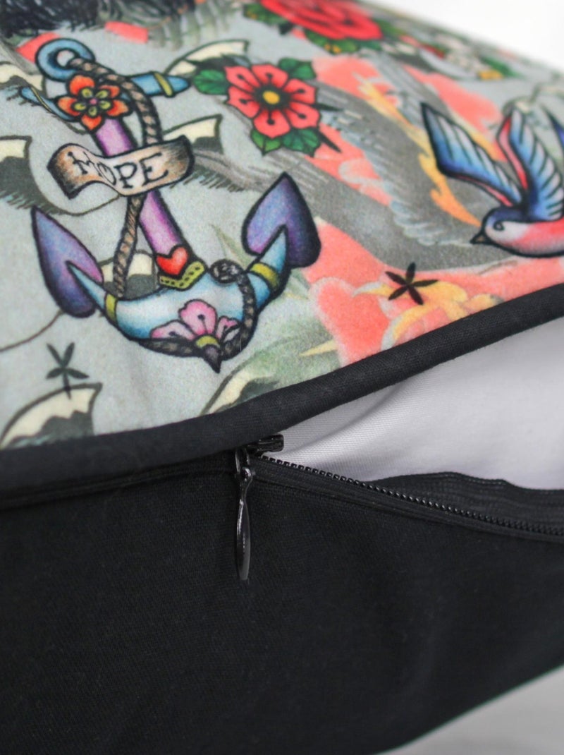 Housse de coussin TÊTE DE MORT Pirate Hipster Multicolore - Kiabi
