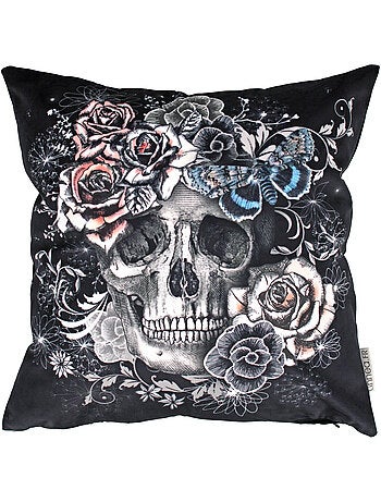 Housse de coussin TÊTE DE MORT Rose envoutante