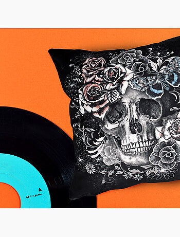 Housse de coussin TÊTE DE MORT Rose envoutante