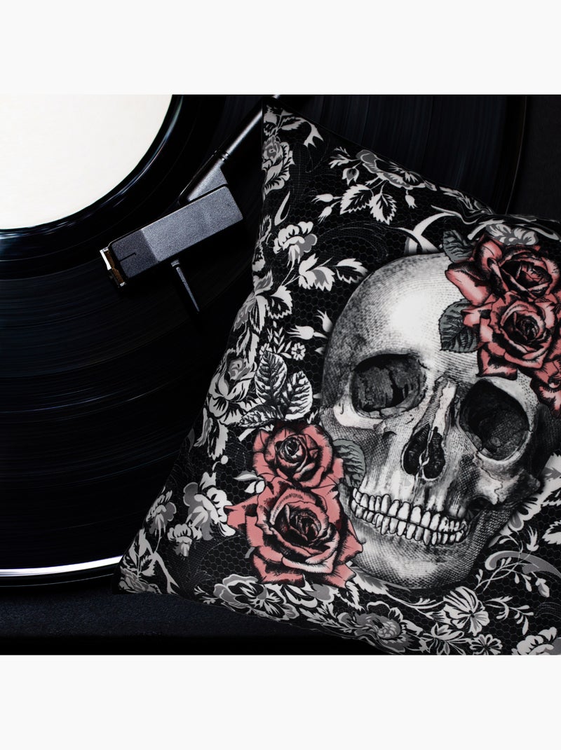 Housse de coussin TÊTE DE MORT Rose qui pique Multicolore - Kiabi