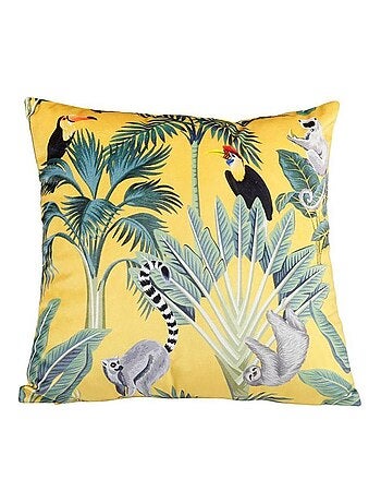 Housse de coussin velours 40x40 cm Jungle safran - Kiabi