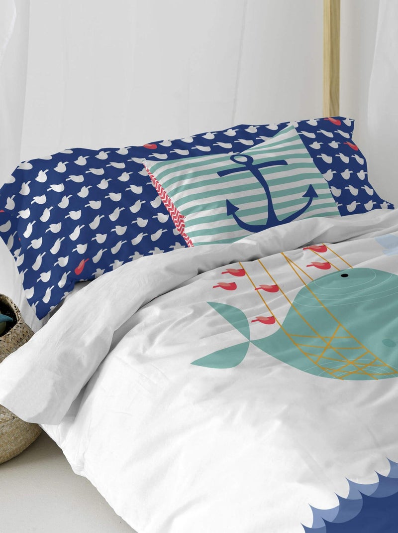 Housse de coussin Whale "Happyfriday" Blanc - Kiabi