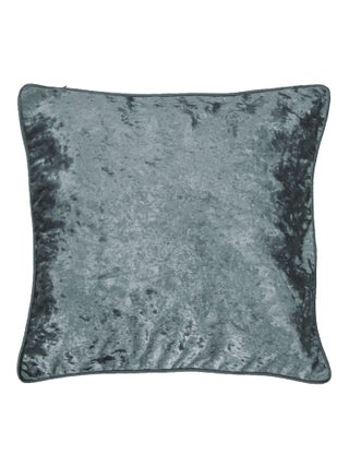 Housse de Coussin + Zippé avec encart Velours Uni Bleu Glacier 40 x 40 cm