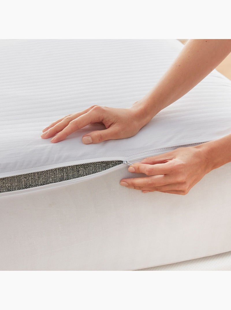 Housse de Matelas 100% Coton Naturel avec Fermeture Éclair en L Blanc - Kiabi