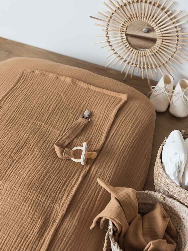 Housse de matelas à langer + 2 langes made in France Camel - Kiabi