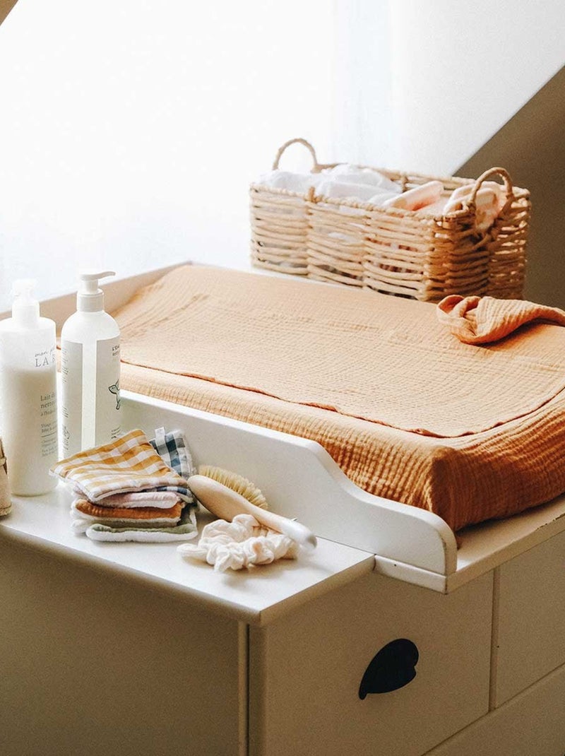 Housse de matelas à langer + 2 langes made in France Camel - Kiabi
