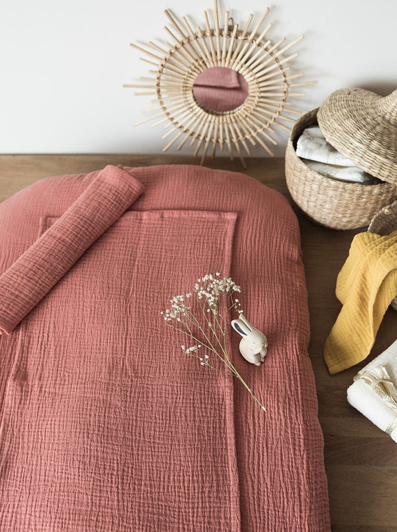 Housse de matelas à langer + 2 langes made in France Rose clair - Kiabi