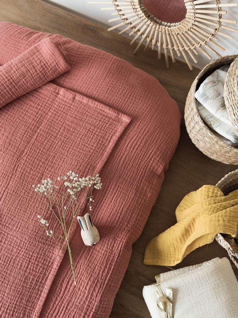 Housse de matelas à langer + 2 langes made in France Rose clair - Kiabi