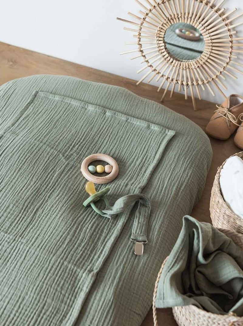 Housse de matelas à langer + 2 langes made in France Vert kaki - Kiabi