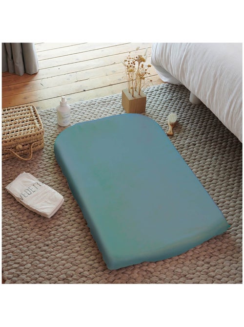 Housse de matelas à langer bleu canard éponge  50x75cm - Kiabi