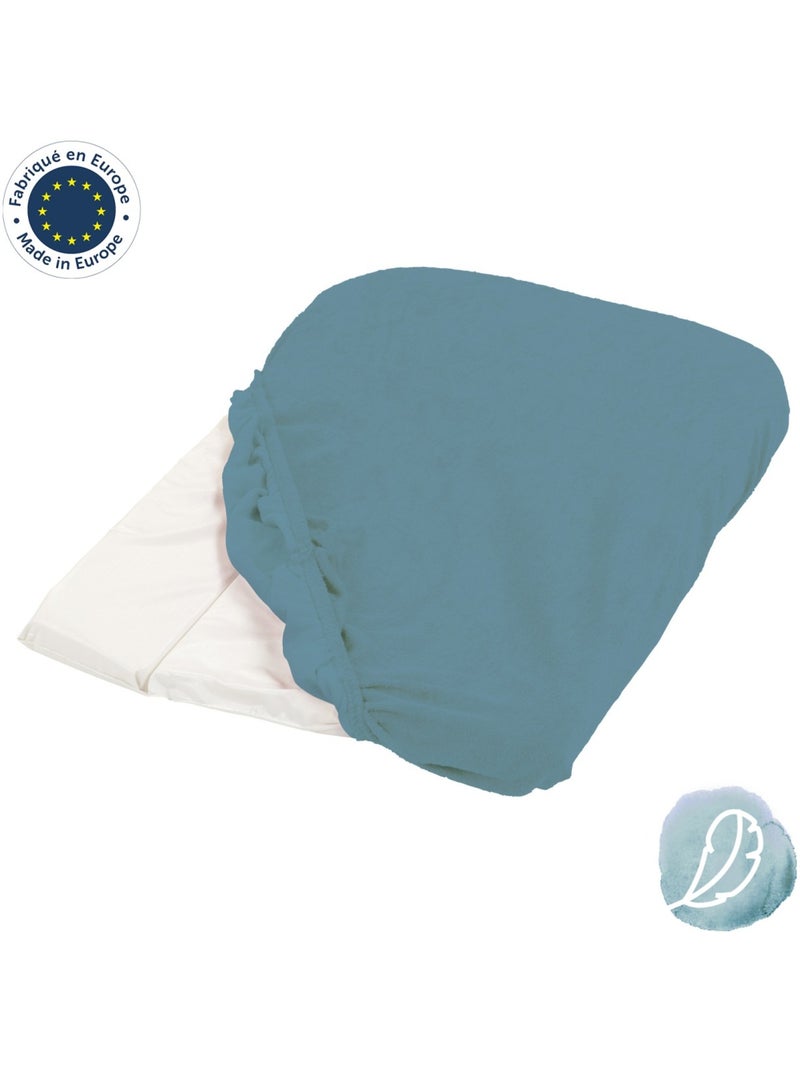 Housse de matelas à langer bleu canard éponge  50x75cm Bleu canard - Kiabi