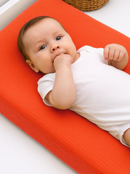 Housse de Matelas à Langer en Coton Bio Fraise - Kiabi