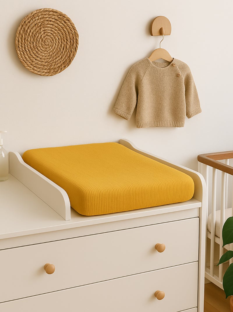Housse de Matelas à Langer en Coton Bio Honey Beige - Kiabi