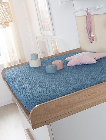 Housse de matelas à langer en coton bio motif pois en relief 'ROBA' 'Seashells'