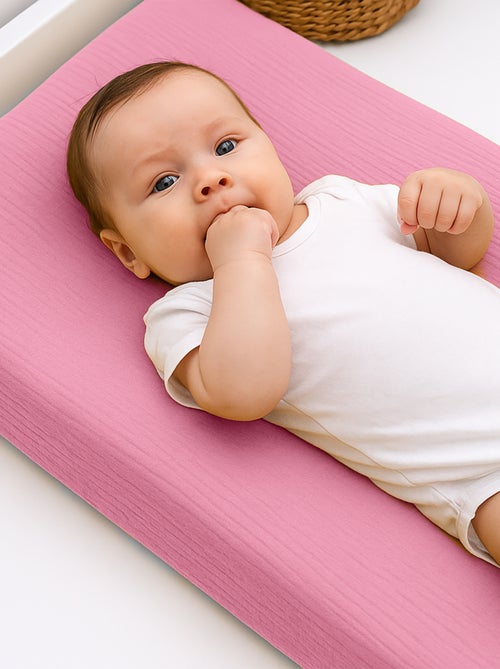 Housse de Matelas à Langer en Coton Bio Rose - Kiabi