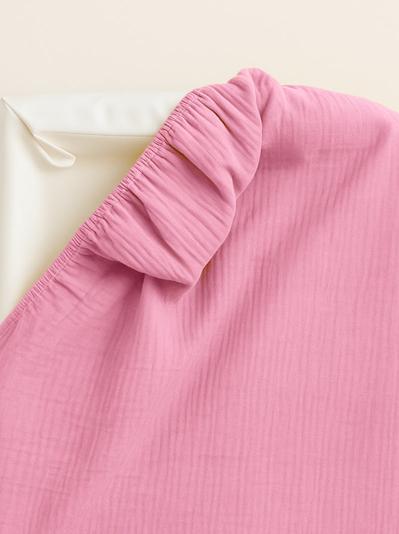 Housse de Matelas à Langer en Coton Bio Rose Rose - Kiabi