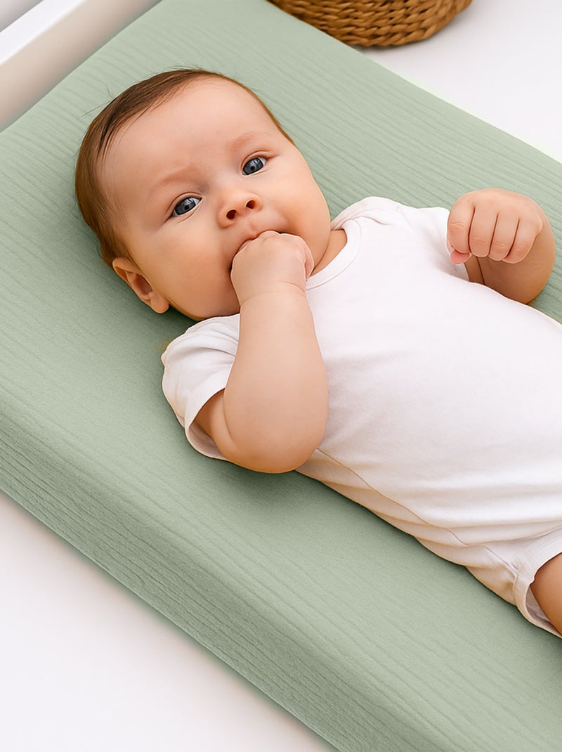 Housse de Matelas à Langer en Coton Bio Vert Vert - Kiabi