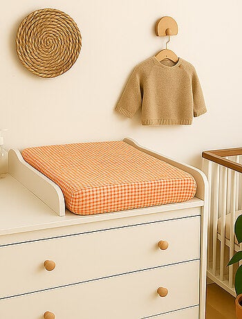 Housse de Matelas à Langer en Coton Bio Fraise